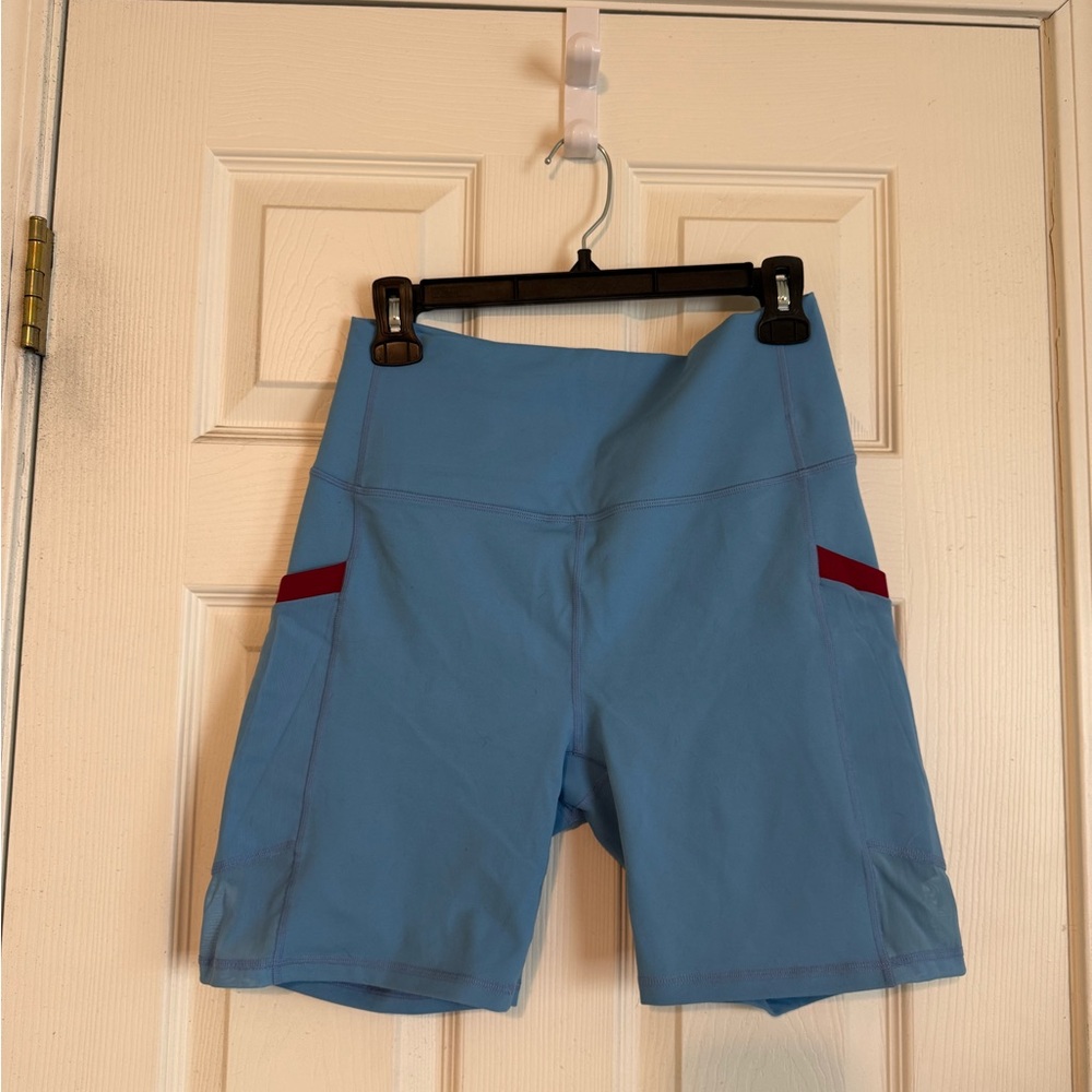 Women's Blue and Red Bike Shorts